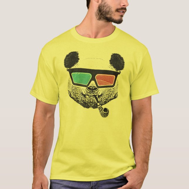 T-shirt Panda vintage lunettes 3D (Devant)
