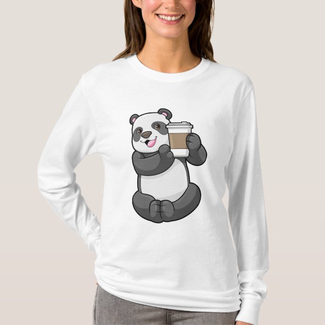 T-shirt Panda with Coffee to go (Devant)