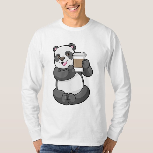 T-shirt Panda with Coffee to go (Devant)