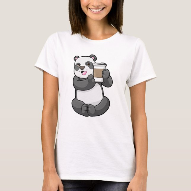 T-shirt Panda with Coffee to go (Devant)