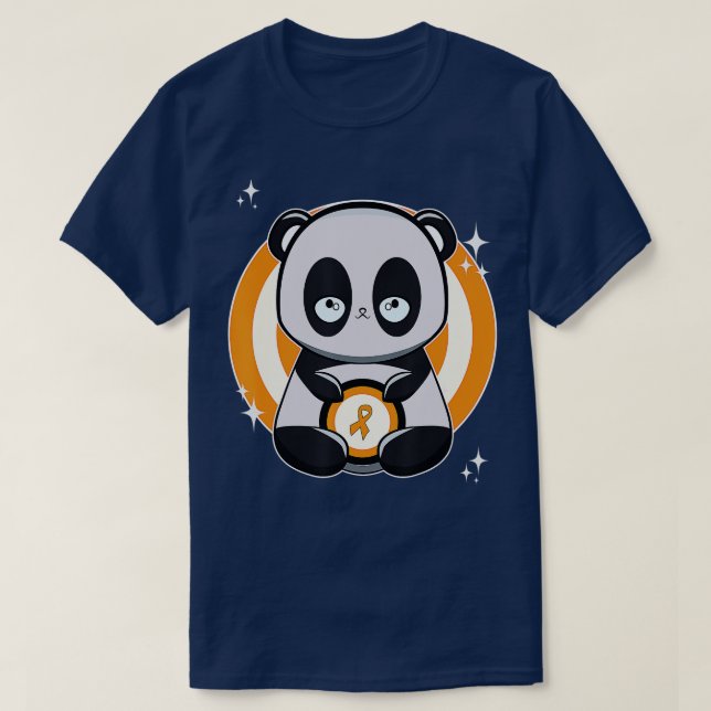 T-shirt Panda With Ribbon Leukemia Awareness   1  (Design devant)