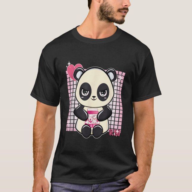 T-shirt Panda With Strawberry Milk (Devant)