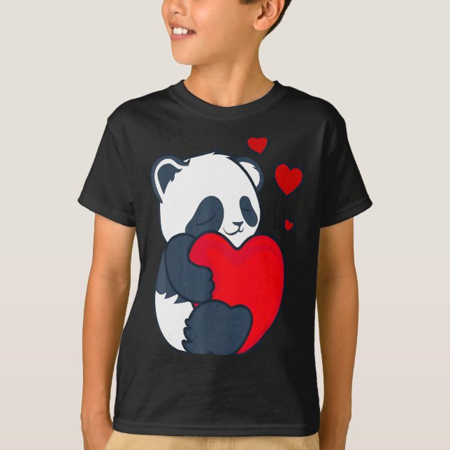 T-shirt Panda Women Valentines Day Girlfriend Heart  (Devant)