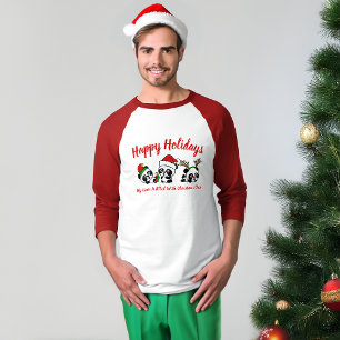 T-shirt Pandas de Noël personnalisées Raglan Sleeve