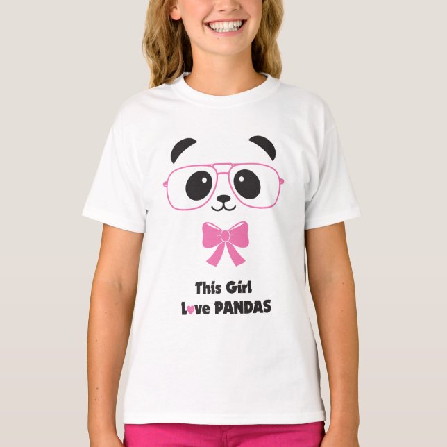 T-shirt Pandas drôles d'amour de fille (Devant)