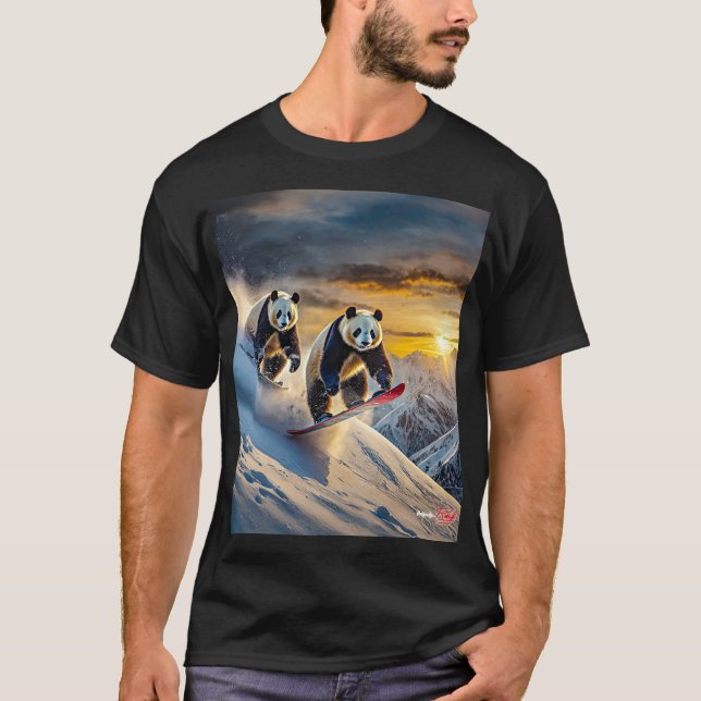 T-shirt Pandas On Snowboards Design par Rich AMeN Gill (Devant)