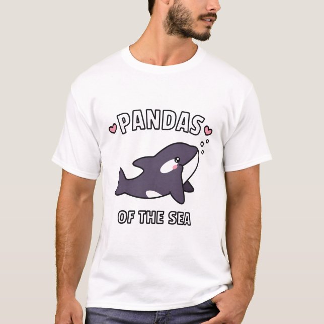 T-shirt Pandas Orca De La Mer Doodle Drôle (Devant)