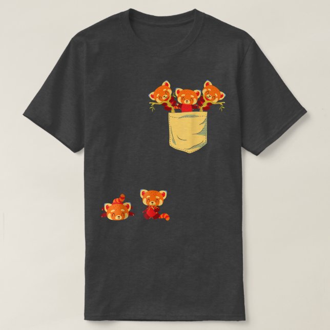 T-shirt Pandas rouges dans la poche Awesome mignonne Panda (Design devant)