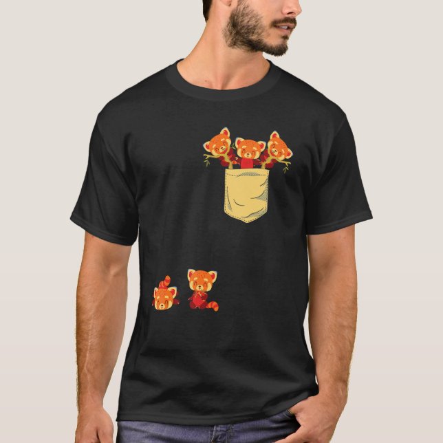 T-shirt Pandas Rouges Dans La Poche Awesome Panda Bear Ani (Devant)