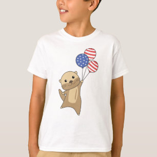 T-shirt Pandas Rouges Mouches Avec Ballons 4 juillet