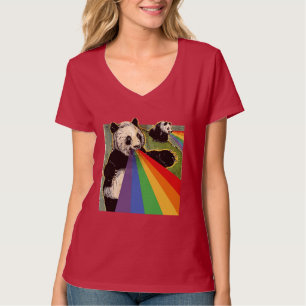 T-shirt Pandas tirant des arcs-en-ciel de leurs bouches