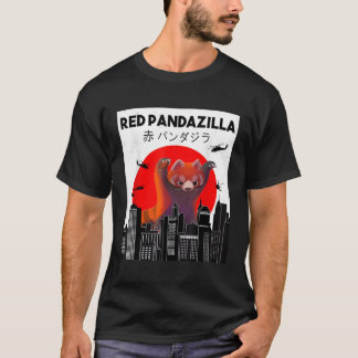 T-shirt Pandazilla Japonaise Parodie Soleil Rouge Panda