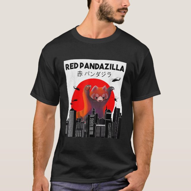 T-shirt Pandazilla Japonaise Parodie Soleil Rouge Panda (Devant)
