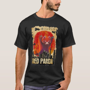 T-shirt Pandazilla Japonaise Parodie Soleil Rouge Panda
