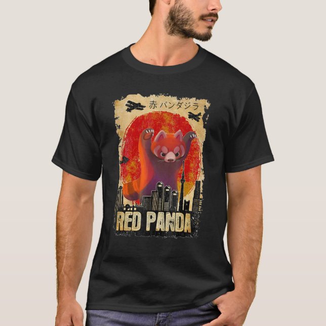 T-shirt Pandazilla Japonaise Parodie Soleil Rouge Panda (Devant)
