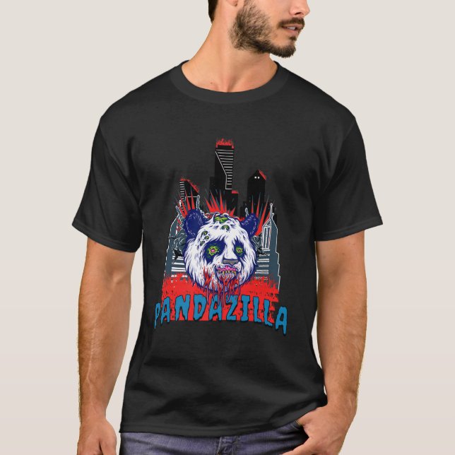 T-shirt Pandazilla Panda tête d'ours Horreur Zombie animal (Devant)