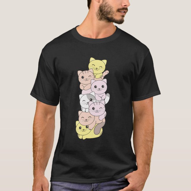 T-shirt Pangender Flag Pride Lgbtq Chats Demi Chat (Devant)