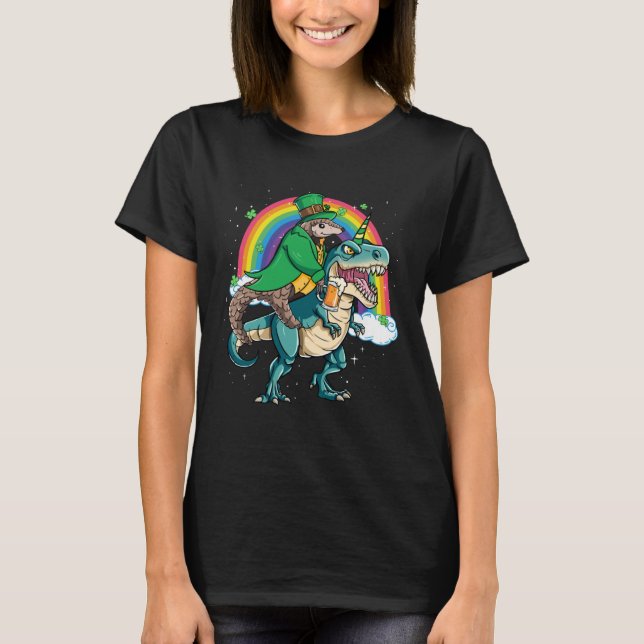 T-shirt Pangolin Beer Dino Rex Horn Rainbow (Devant)