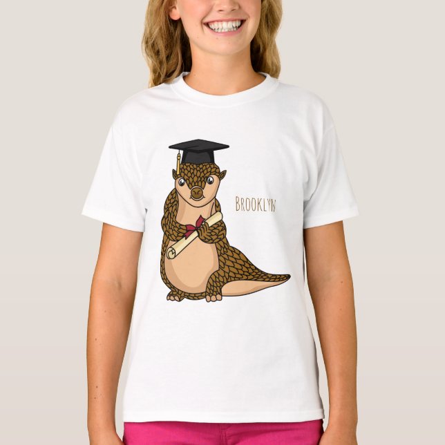T-shirt Pangolin mignon diplômé dessin animé (Devant)