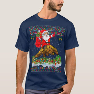 T-shirt Pangolin Xmas Pajamas Ugly Père Noël Riding Pangol