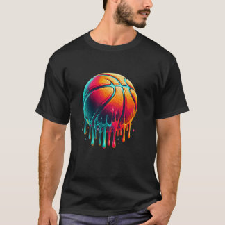 T-shirt Panier à cerceau du joueur de basket-ball coloré