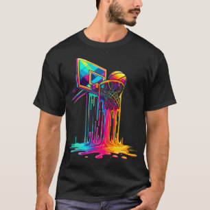 T-shirt Panier de Basketball qui Dégouline de Couleurs Viv