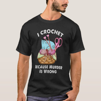 T-shirt panier de crochet de chat avec fil et aiguilles