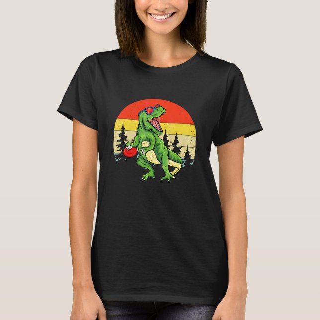 T-shirt Panier de golf à disque Dinosaure Rex Frisbee Enfa (Devant)
