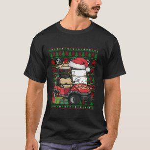 T-shirt Panier de golf lumières Noël laid Santa Hat Golf P
