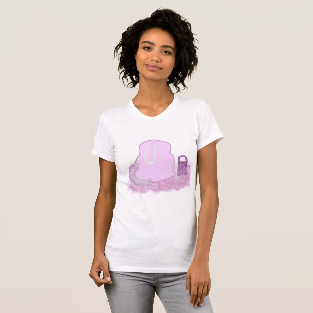 T-shirt Panier de lapin de Pâques parsemé de fleurs (Devant entier)