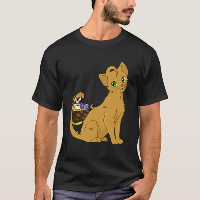 T-shirt Panier de Pâques de Lapin de Chat Mignon (Devant)