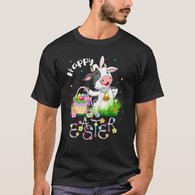 T-shirt Panier de Pâques d'oeufs de vache de lapin Fermier (Devant)