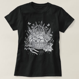 T-shirt Panier d'herbes botaniques vintage croquis floral