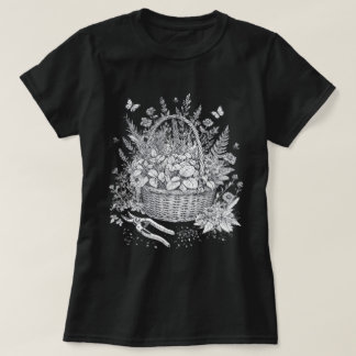 T-shirt Panier d'herbes botaniques vintage croquis floral