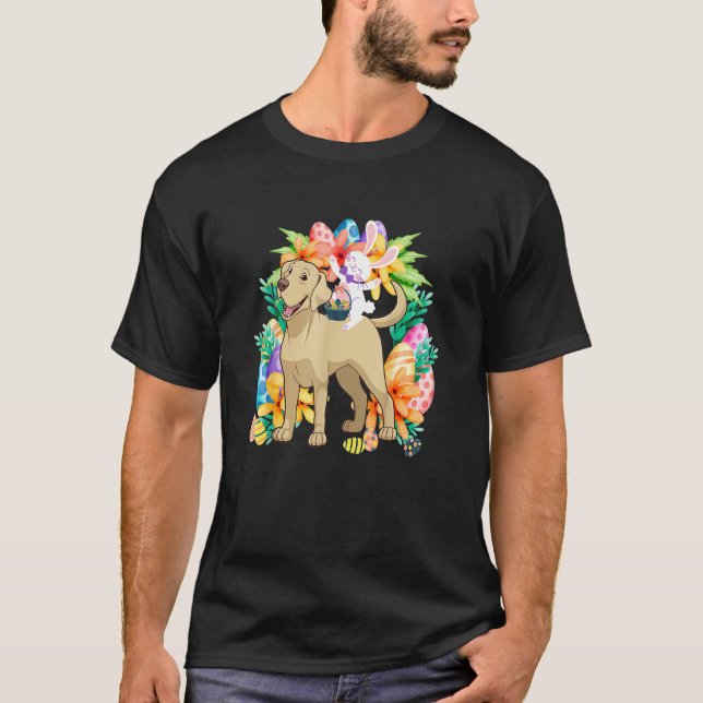 T-shirt Panier d'oeuf Rabbit équitation Labrador Retriever (Devant)