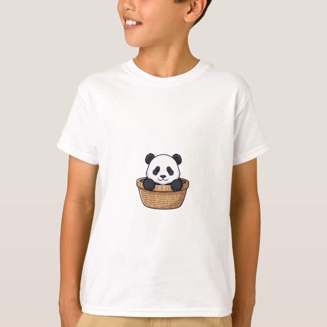 T-shirt Panier Mignon Panda Cache-Cache Enfants (Devant)