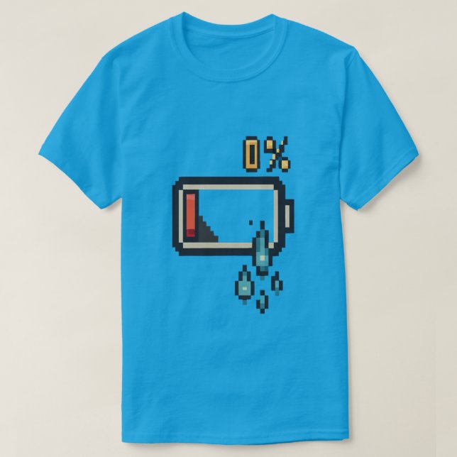 T-shirt Panne d'alimentation Pixel : 0 % Vibes d'énergie (Design devant)