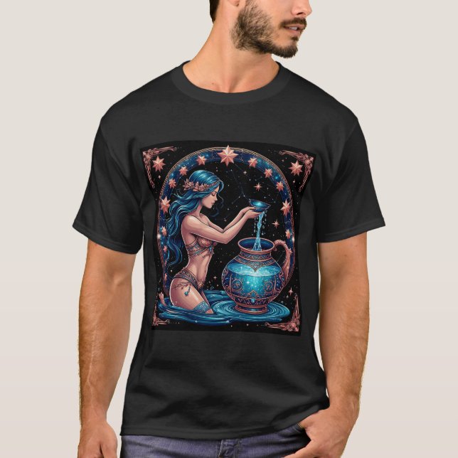 T-shirt Panneau Aquarius Belle illustration numérique (Devant)