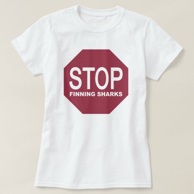 T-shirt Panneau Arrêter la recherche de requins (Design devant)