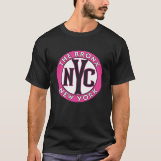 T-shirt Panneau Bronx New York Magenta et Cercle Noir