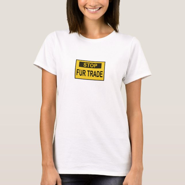 T-shirt Panneau commercial Stop Fur jaune (Devant)