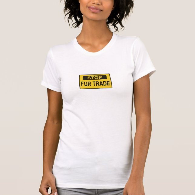 T-shirt Panneau commercial Stop Fur jaune (Devant)