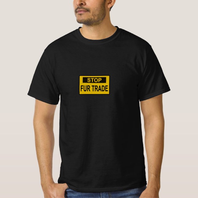 T-shirt Panneau commercial Stop Fur jaune (Devant)