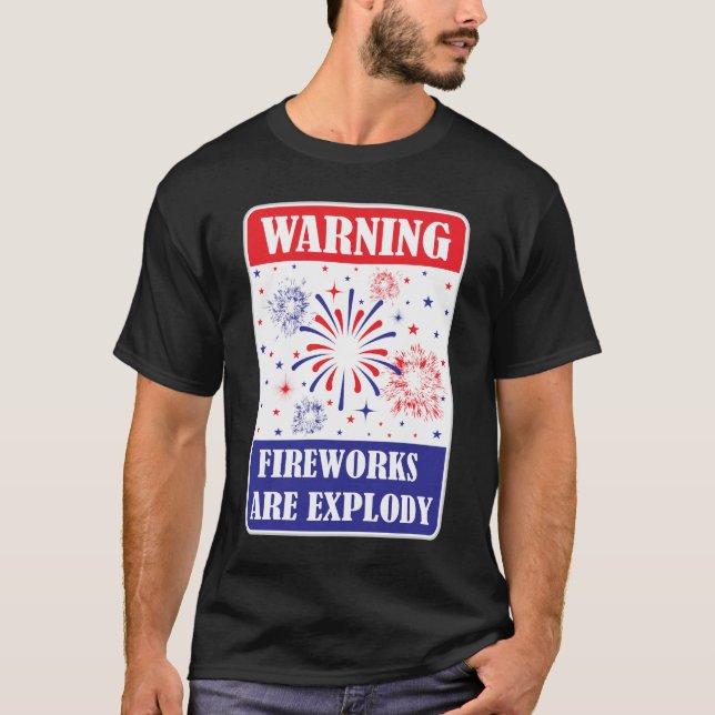 T-shirt Panneau d'avertissement de feux d'artifice (Devant)
