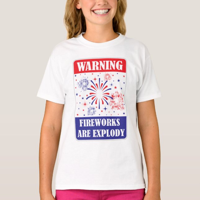 T-shirt Panneau d'avertissement de feux d'artifice (Devant)