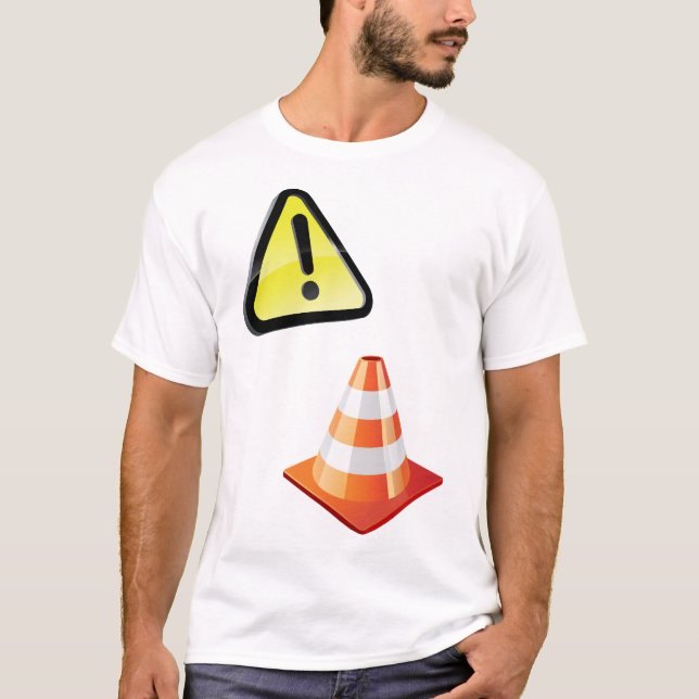 T-shirt Panneau d'avertissement de prudence avec cône de s (Devant)