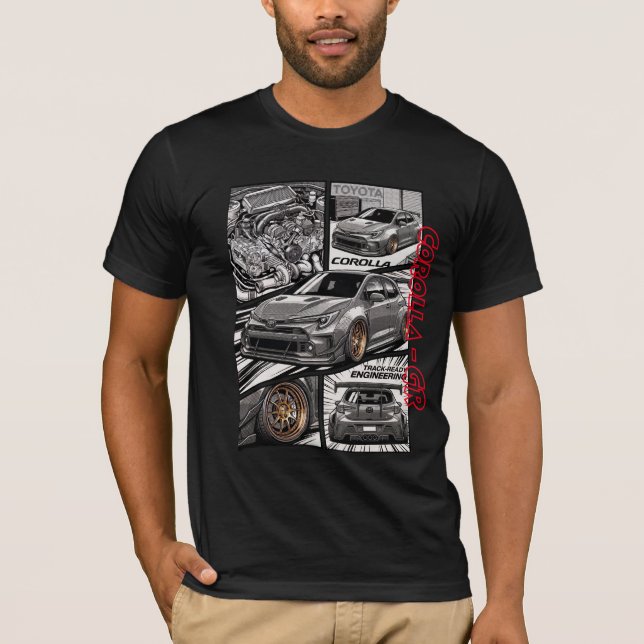 T-shirt Panneau de bande dessinée Corolla GR JDM Manga (Devant)