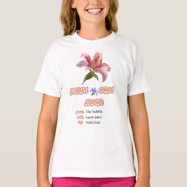 T-shirt Panneau de bar de maman floral rose imprimable  (Devant)