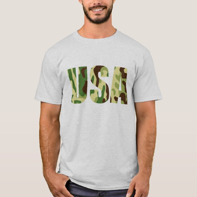 T-shirt Panneau de camouflage de kaki américain (Devant)
