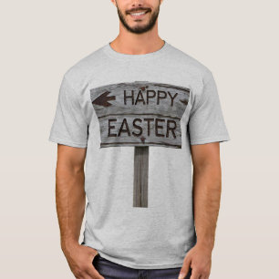 T-shirt Panneau de direction de Pâques Rustique Bois joyeu
